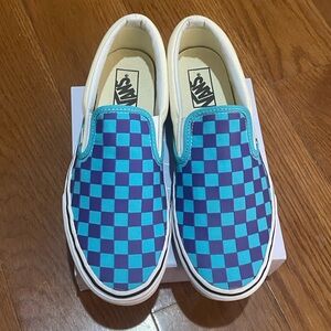 VANS- TheroChrome Color Changing Checkered Blue & Purple Slip On Style Vans